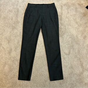 Theory dark charcoal gray 100% wool slim fit ankle pants pockets belt loops Sz 2